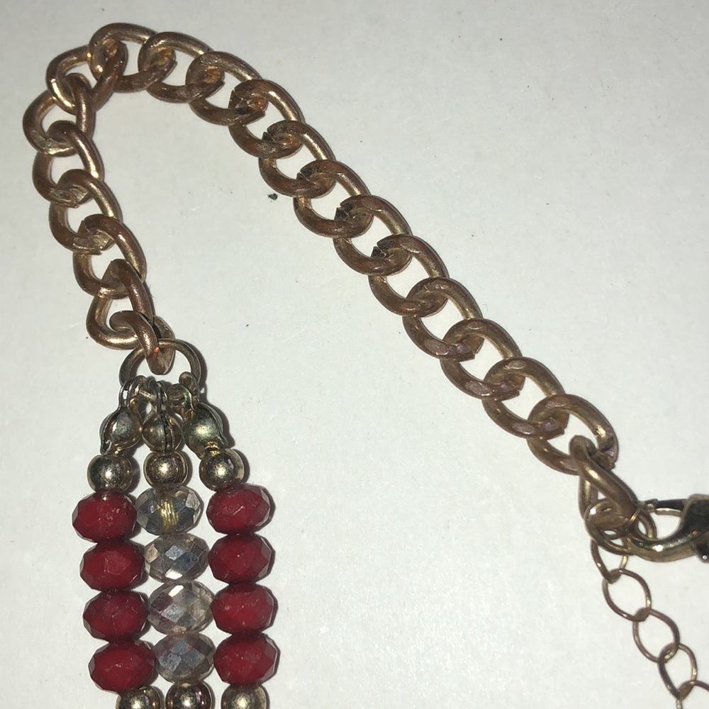 Multi-Strand Red Beaded Boho Statement Necklace - image 8